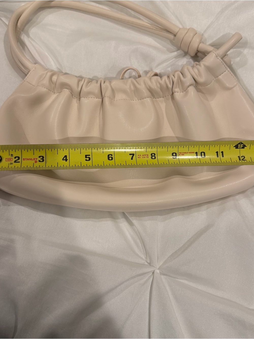 NANYSHKA VALERIE Cream Ruched Shoulder Bag with Knotted Handle - Picture 5 of 10